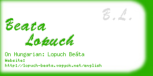 beata lopuch business card